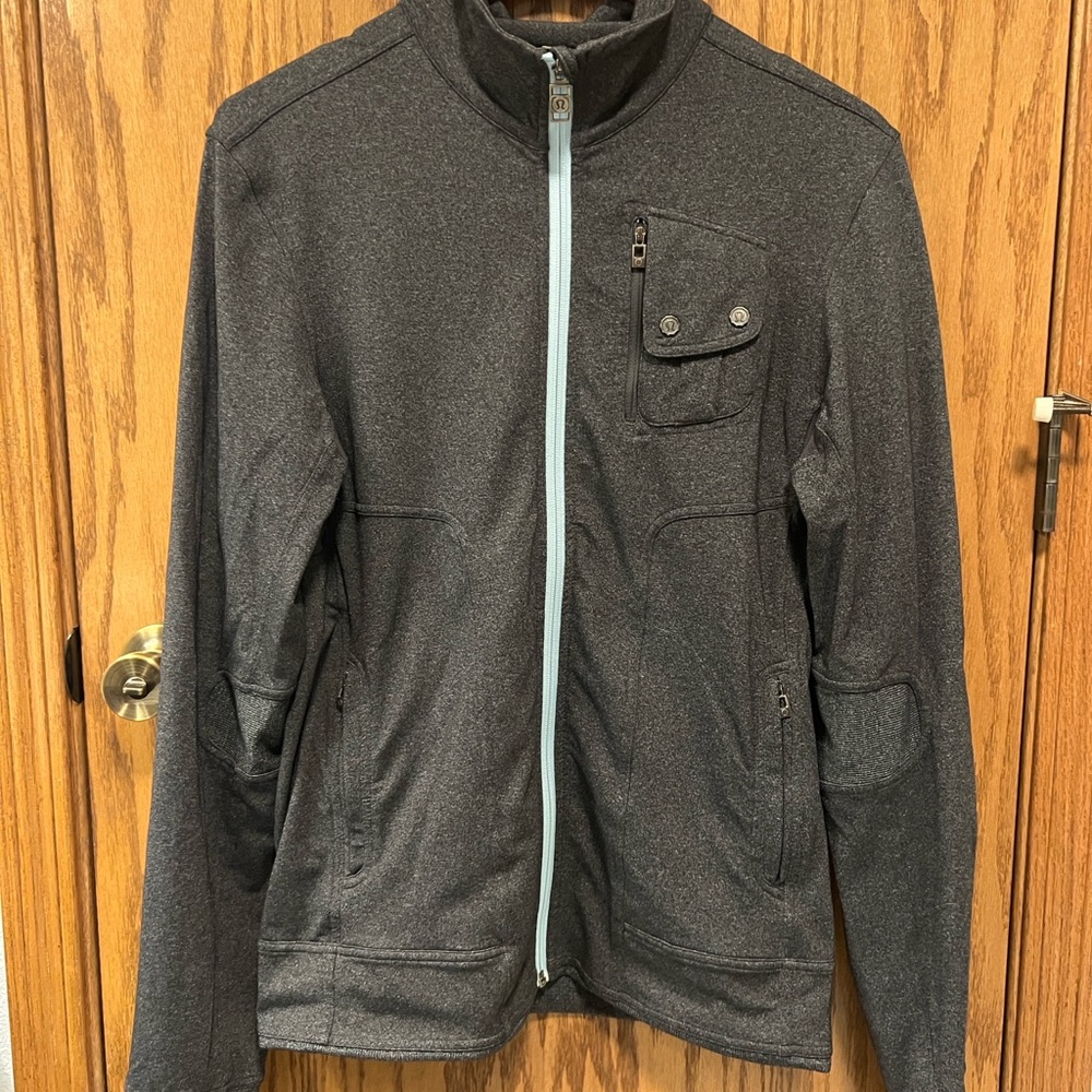 Charcoal Full-Zip Jacket with Chest Pocket